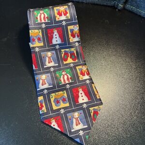 Keith Daniels Snowman Tie Mens Blue White Snowman Snowflake‎ Christmas 58" x 4"